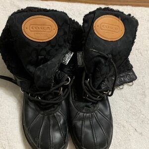 Coach Black Lace Up Boots